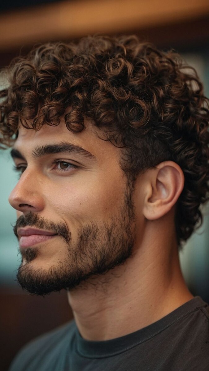 Cheveux bouclés homme dégradé