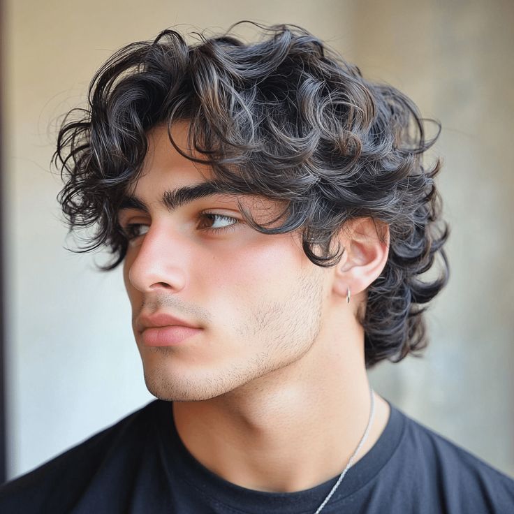 Cheveux bouclés homme dégradé