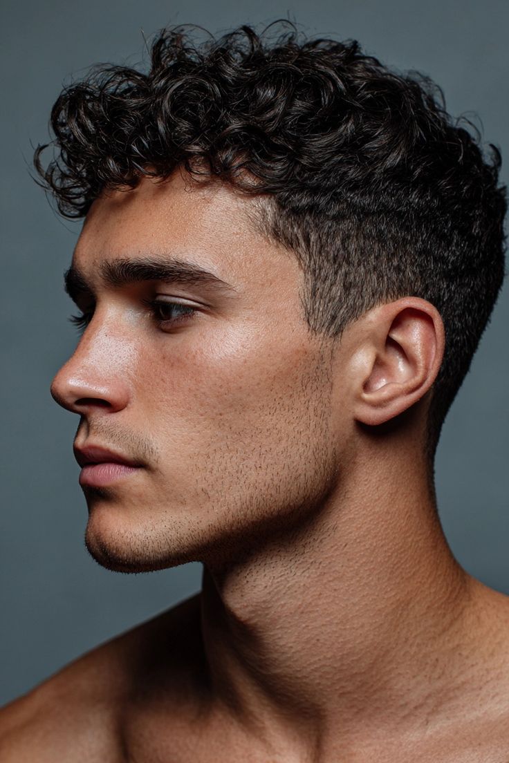 Cheveux bouclés homme dégradé